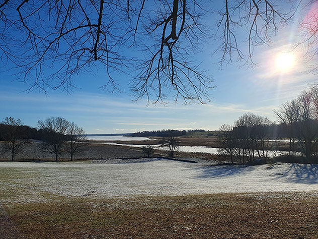 Öppet landskap, vinter, sol