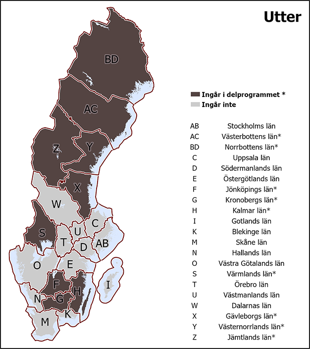 I det gemensamma delprogrammet Utter ingår Gävleborgs, Jämtlands, Jönköpings, Kalmar, Kronobergs, Norrbottens, Värmlands, Västerbottens, Västernorrlands län.