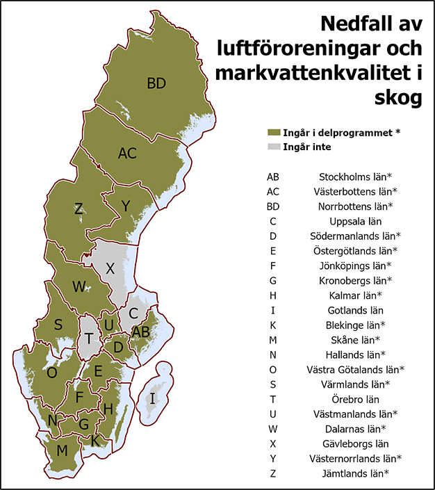 I det gemensamma delprogrammet Kustfisk bestånd ingår Gävleborgs, Norrbottens, Södermanlands län, Skåne, Västerbottens och Västernorrlands län.