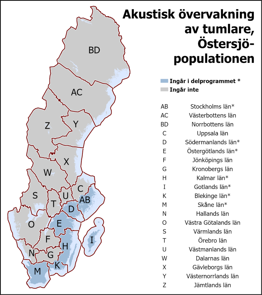 Bild av en karta som visar Sveriges länsstyrelser. De som deltar i projektet är markerade.